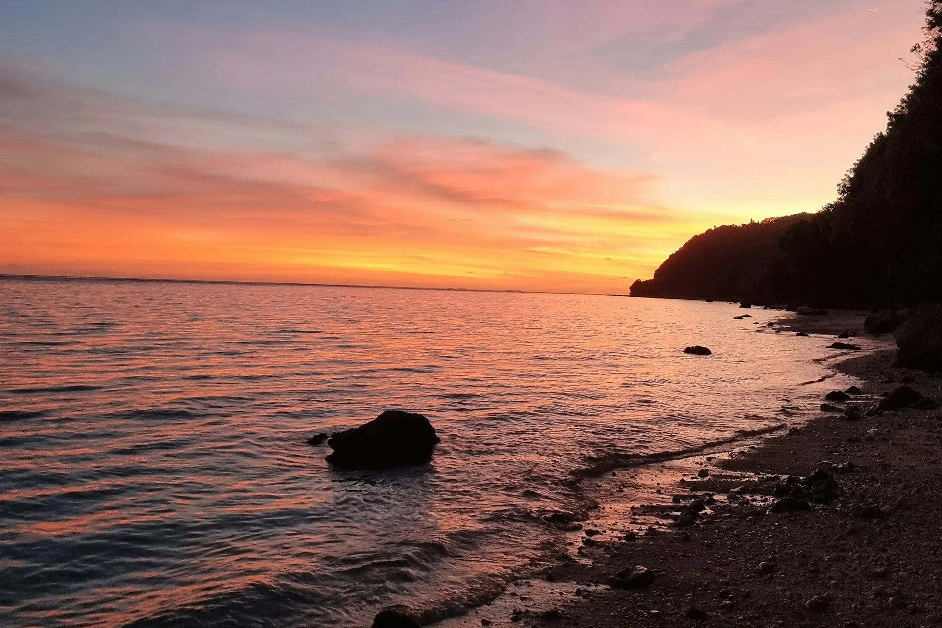 Evening sky over a quiet beach in South Bali